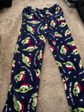 Men’s Small Navy Blue Holiday Yoda Pajama Pants